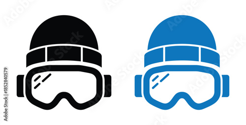 Two skiers with helmets and goggles isolated on transparent background, isolated on white background, Vector, illustration
