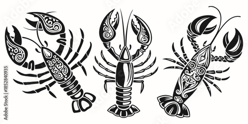 Crayfish & Lobster Wall Art Bundle – Bold Black Vector Illustration
