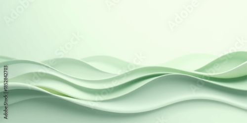 Soft green wavy abstract background with smooth flowing curves