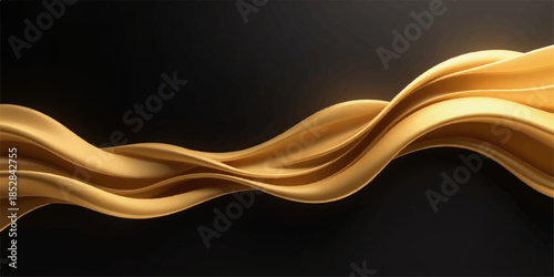 Golden flowing fabric wave on dark background