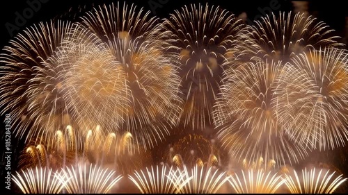 New Year's fireworks shone above the big city.created by artificial intelligence.