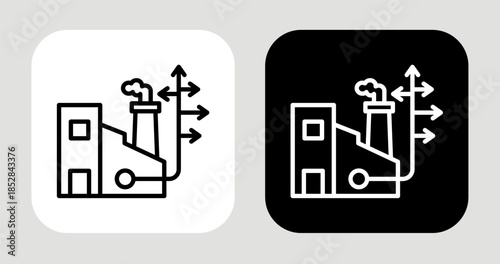 Industry Flow Icon In Black and White Line Style