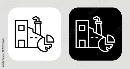 Industry Breakdown Icon In Black and White Line Style