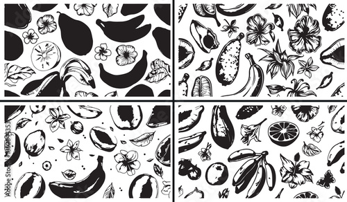 abstract floral clipart, organic shape illustration, modern botanical art, hand drawn abstract flowers, minimalist nature designs, black white abstract clipart, printable abstract elements, floral sur