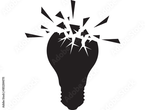  Innovative Vision and Creative Breakthrough Concept Illustration Showing a Light Bulb Shattering Outward Representing Explosive Ideas Radical Thinking Disruption and Powerful New Inspiration