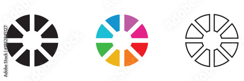 Colorful and black Floral pie chart icon. Infographic design for business, education, data and presentation vector. EPS 10