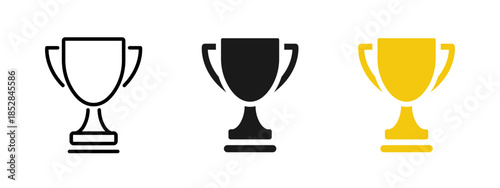 Trophy cup icon representing victory and achievement. Symbol of success, award and winning for business goals, sports competitions, performance ranking and motivation design.