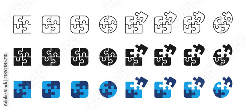 Puzzle icon with missing piece representing logic game and brain teaser. Concept of riddle, problem solving, thinking challenge and incomplete puzzle for education, quizzes and mind games.