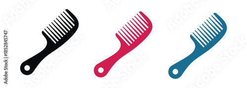 Colorful hair combs in black, pink, and blue for beauty and styling