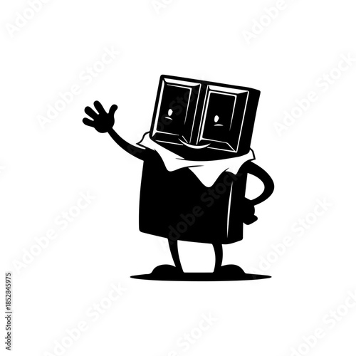 Friendly computer character waving isolated on transparent background