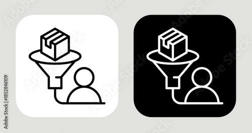 Niche Filter Icon In Black and White Line Style