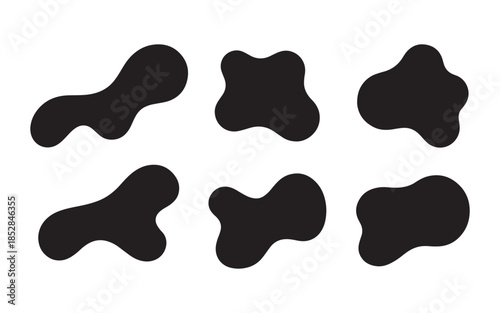 Abstract Organic Blob Shapes and Fluid Liquid Forms Silhouette Vector Set