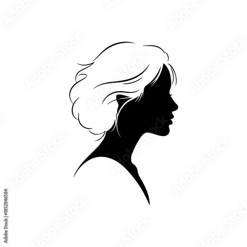 Silhouette of a woman's profile isolated on transparent background