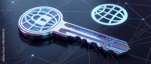 Secure Global Information Technology Key Cybersecurity Concept