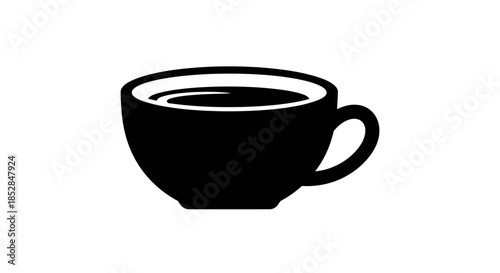 Black coffee cup with handle.