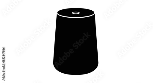 Black cylindrical object with circle.