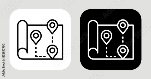 Competitor Map Icon In Black and White Glyph Style