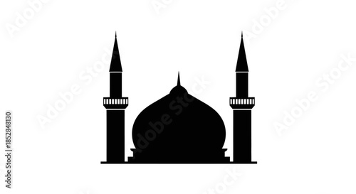 Black silhouette of a mosque.