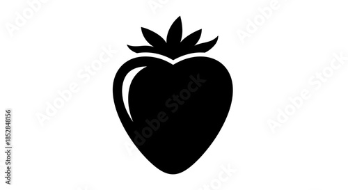 Black silhouette of a single strawberry.