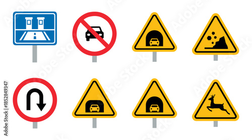 Road Signs Traffic Regulations Icon Set