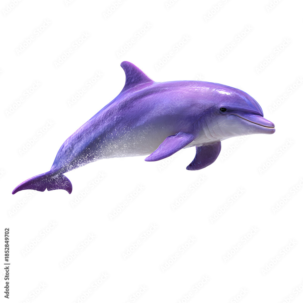 Obraz premium Dolphin swimming isolated on white background with ocean animals and marine life elements