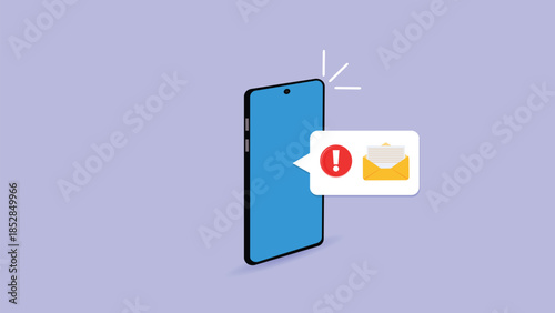 Phone notifications. Smartphone with new mail vector illustration on isolated background. Reminder message, sign business concept
