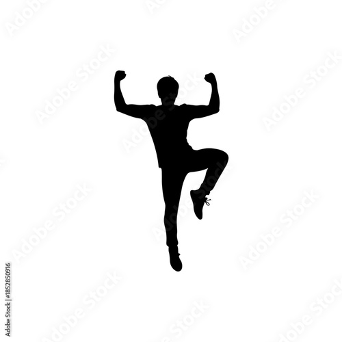 Person celebrating victory isolated on transparent background