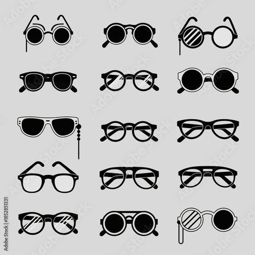 Discover a stylish collection of vintage and modern eyewear silhouettes perfect for fashion branding and design projects