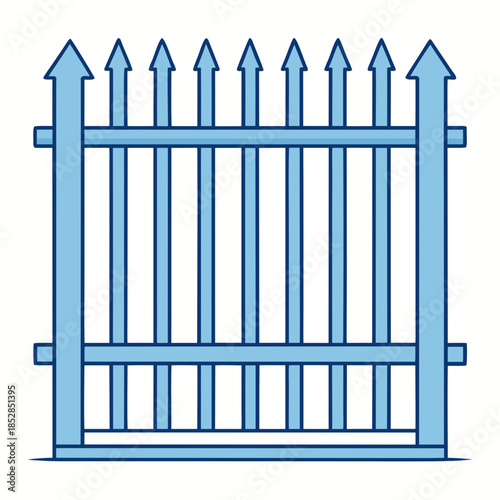 A security fence barrier protection privacy gate blue metal vertical safety boundary property perimeter entry entrance outline