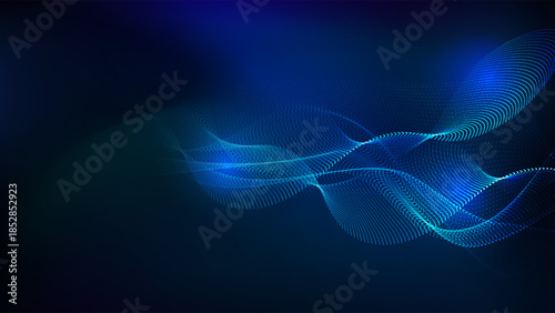 Abstract technology data flow background with glowing particles
