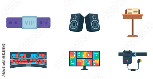 Event Management and Presentation Icons Set