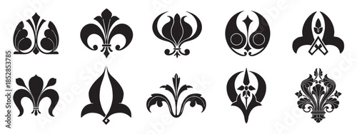 A set of ornamental decorative element.