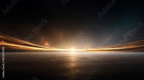 Ethereal Light Rays in the Cosmic Space with Glowing Horizon Backdrop