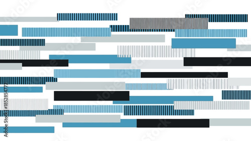 Abstract pattern of horizontal rectangular blocks in shades of blue, gray, and black with varying textures.