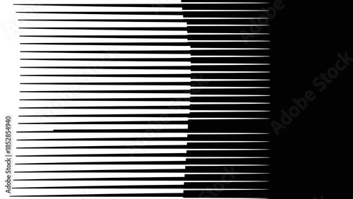 A stark black and white image featuring a gradient of horizontal lines, transitioning from light to dark.