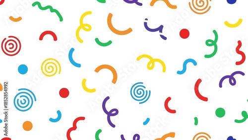 Colorful confetti pattern on a white background, perfect for celebrations and festive designs.