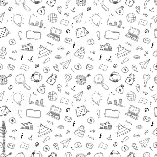 hand drawn business seamless pattern background