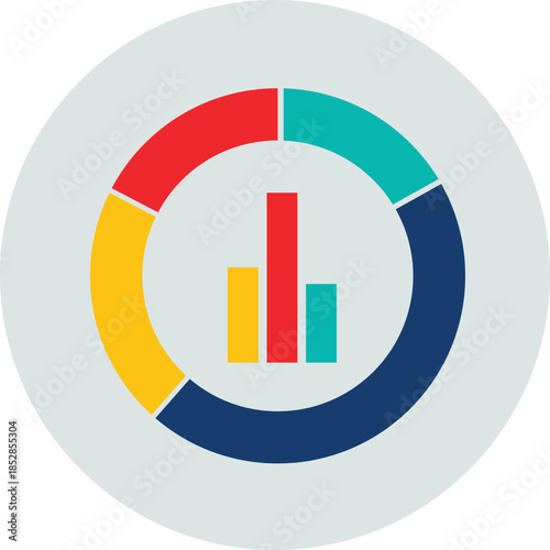 Colorful circular chart with internal bar graph data visualization
