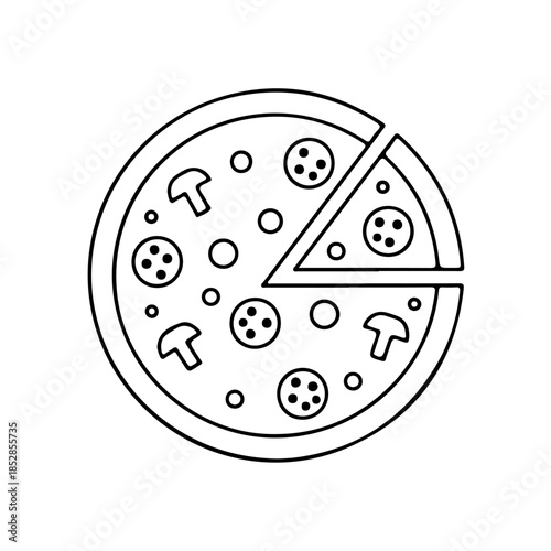 Delicious pizza with toppings isolated on transparent background