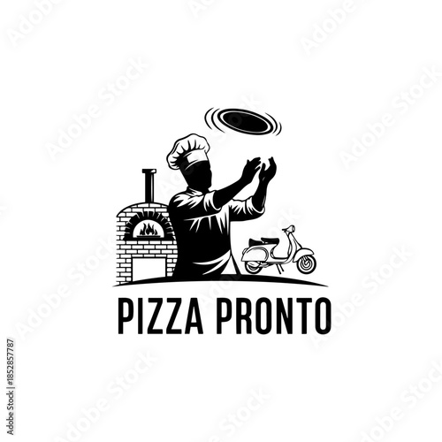 Pizza maker in action isolated on transparent background