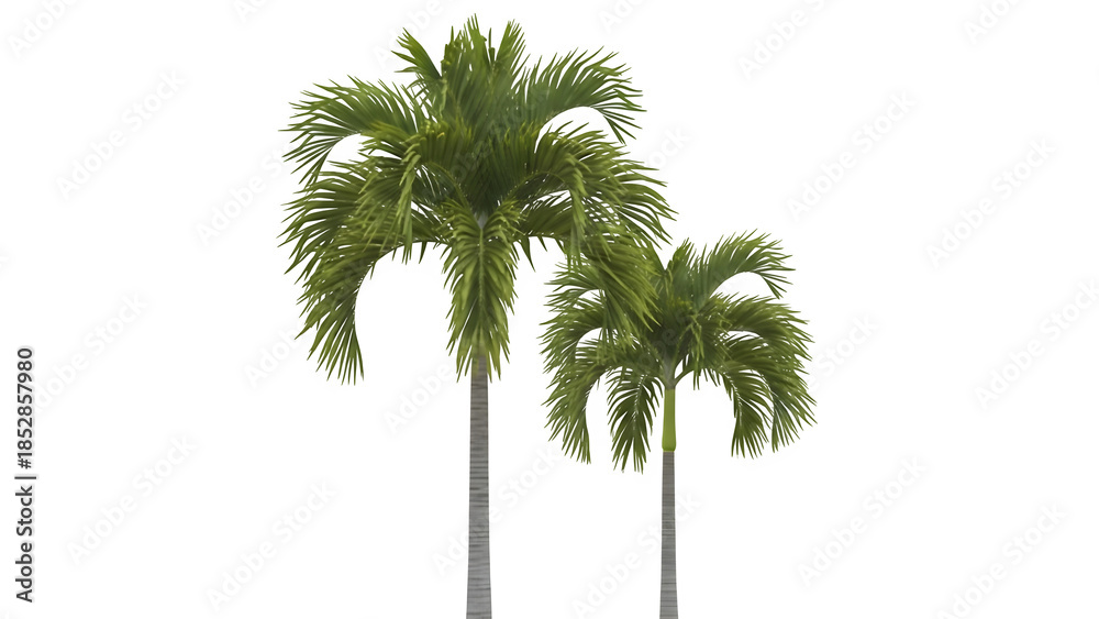 Obraz premium Two palm trees against a dark background