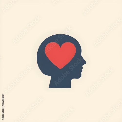 An illustrated head profile, showcasing a heart, is a vivid and versatile representation of thoughts, empathy, and love.