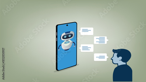 Customer support..Chat bot AI and customer service concept.Chat bot virtual assistant via messaging. Helping
