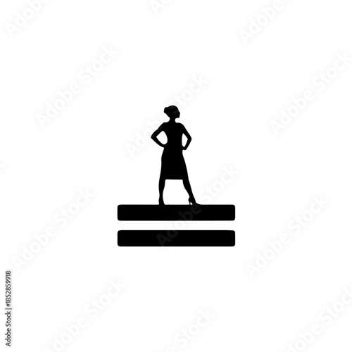 Confident woman on stage isolated on transparent background