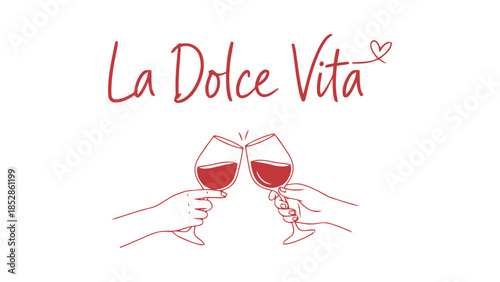 La dolce vita wine toast illustration Vector, illustration