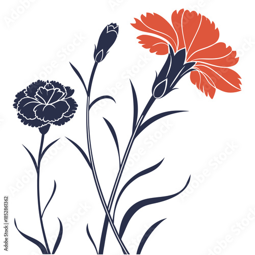 carnation orange silhouette flower vector