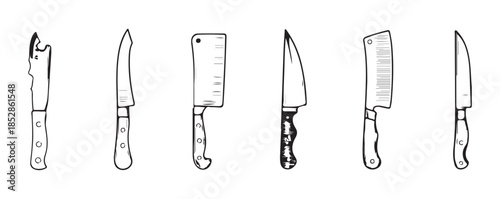 Artistic Paring Knife Drawing for Kitchen Illustration Eps 10