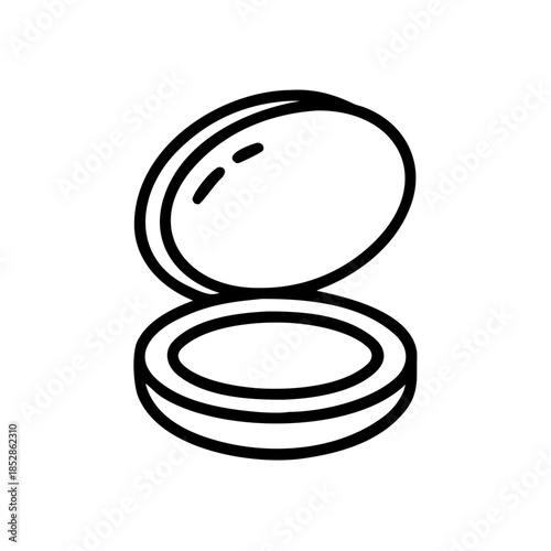 Makeup compact line icon, black outline cosmetic powder case symbol isolated on transparent background