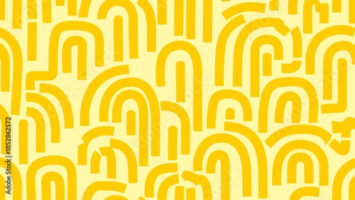 Abstract yellow pattern featuring repeating arch shapes, creating a visually engaging design.