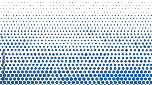 A gradient of blue dots fading from dense to sparse against a white background.